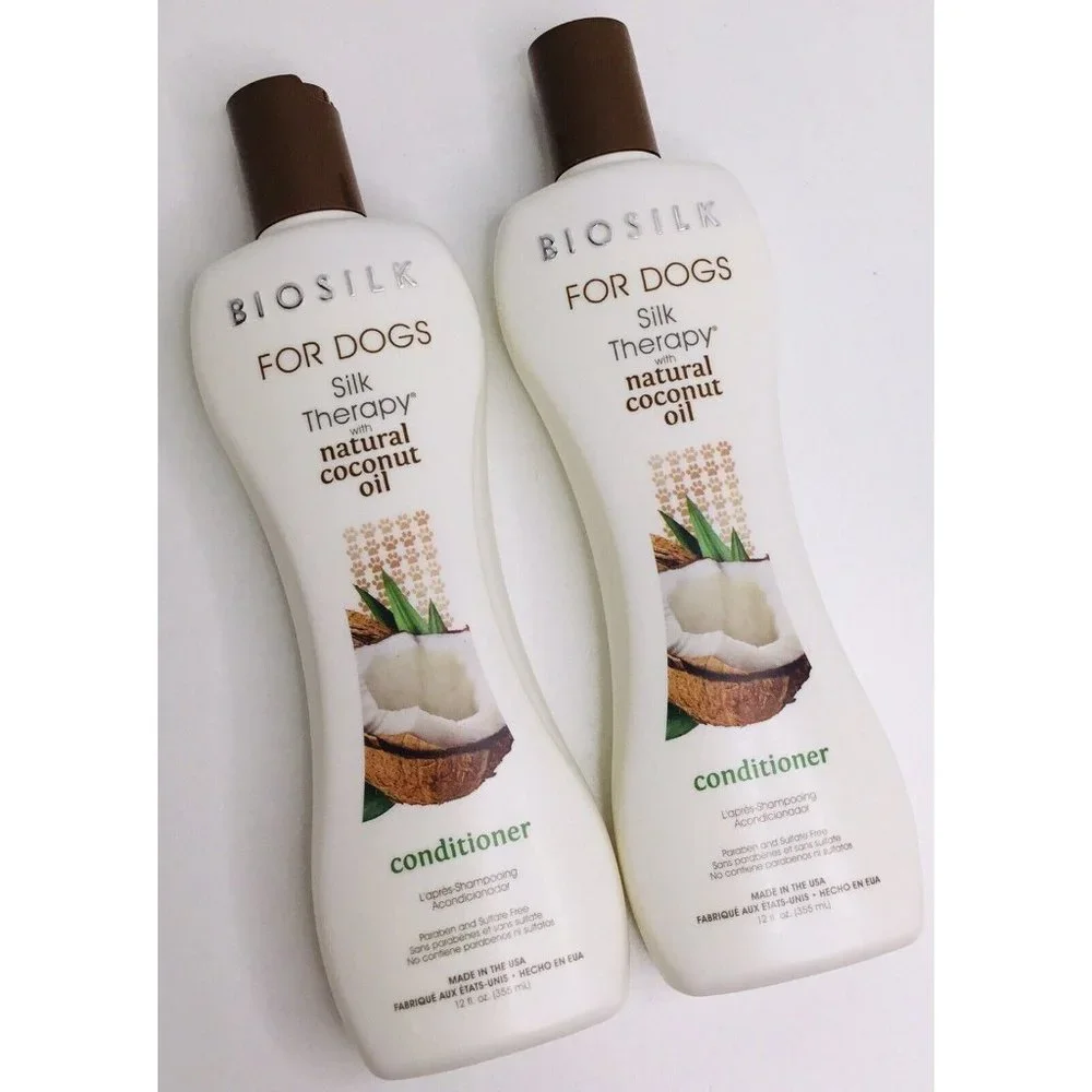 2 Dogs Fur Conditioner’s  Detangled Natural Coconut Oil BIOSILK Silk Therapy New